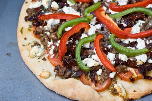Goat Cheese, Lamb, and Rosemary Pizza