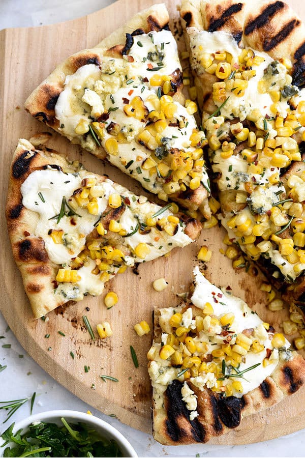 Rosemary Grilled Pizza with Charred Corn