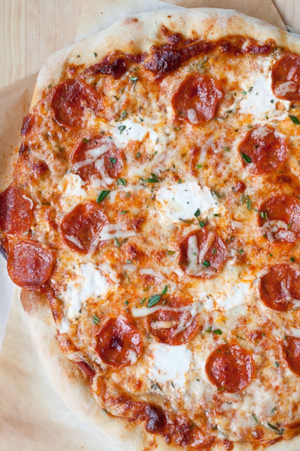 Rosemary Pizza with Cheese and Pepperoni