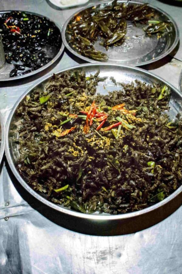 Cambodian Street Food Fried Bugs