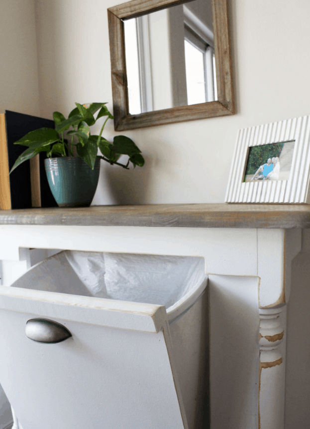 Create a Repurposed Table Turned Wood Tilt Out Trash Can