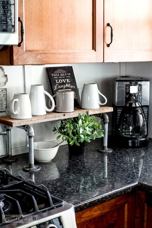 Industrial pipe and reclaimed wood mini coffee station