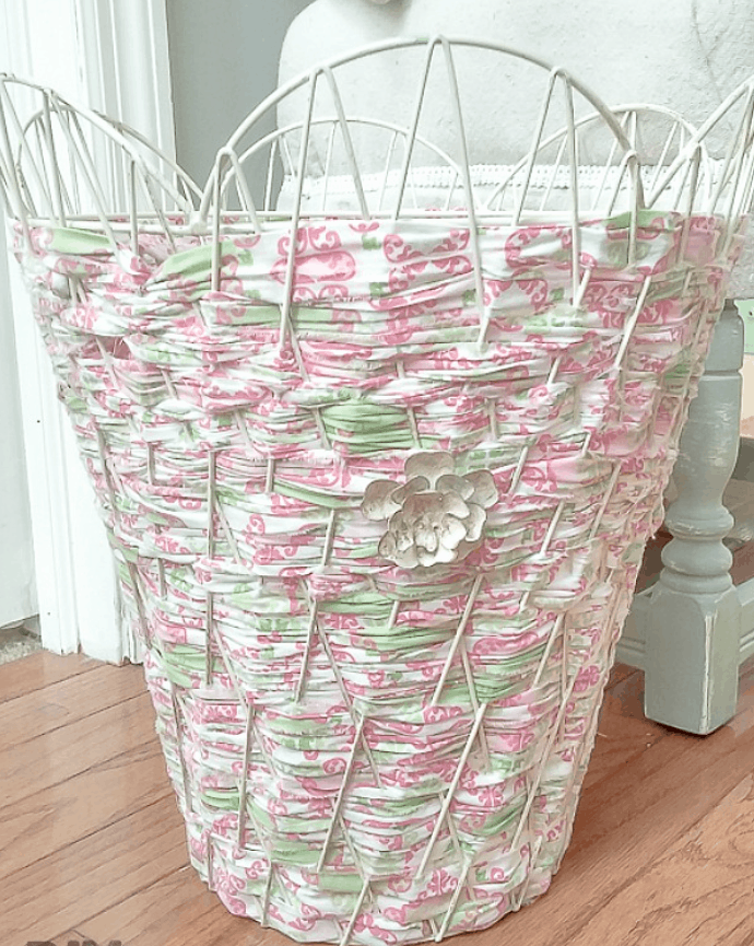 Use Fabric Strips to Weave a Metal Basket