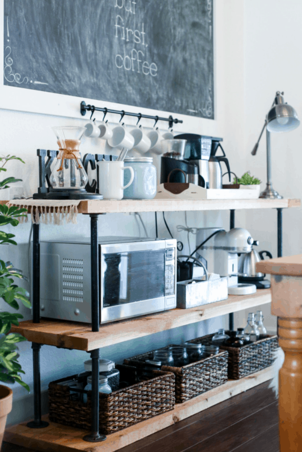 DIY Black Pipe Coffee Bar Station