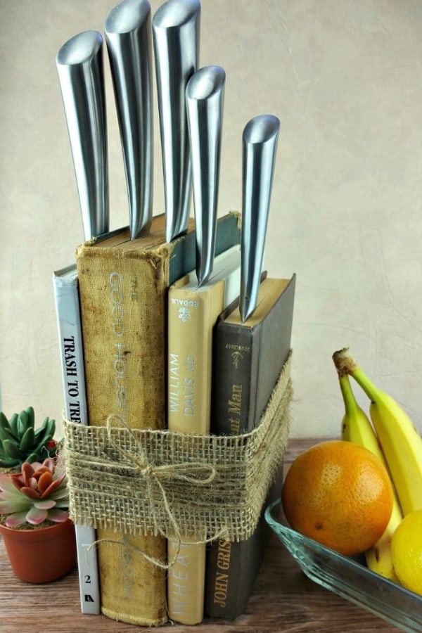 DIY Knife Holder Made from Upcycled Books