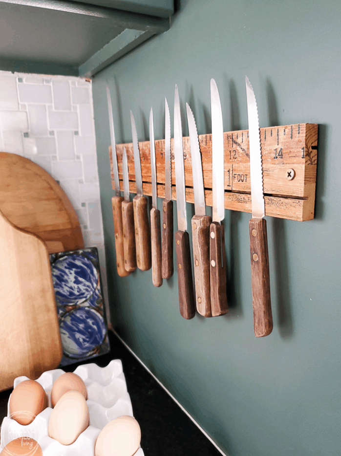 DIY Magnetic Knife Rack from a Vintage Ruler