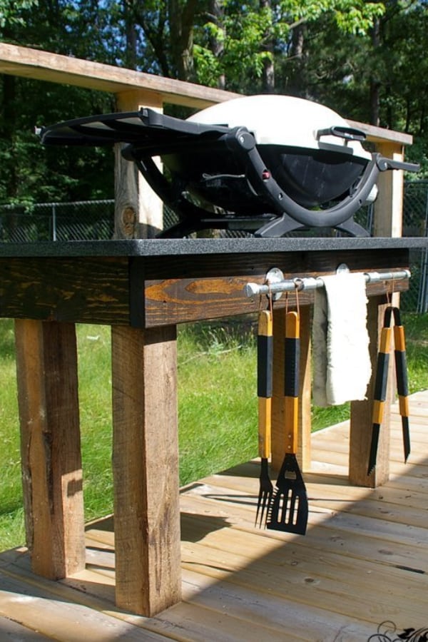 Grill Station – Tutorial build with granite and 4×4 posts