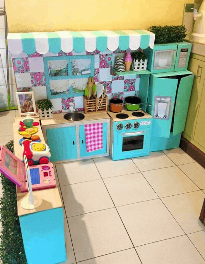 How To Create A Mini Cardboard Kitchen For Your Toddler