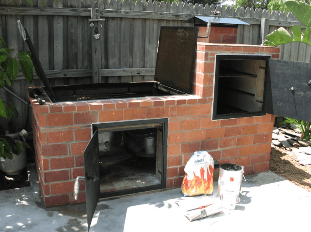 19 Homemade Brick Barbecue Plans You, Outdoor Brick Fireplace Grill Plans