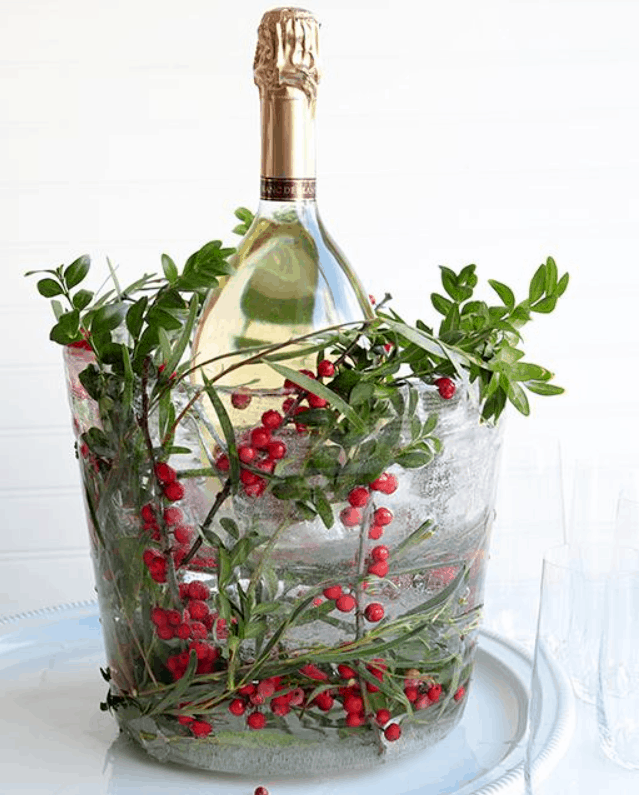 Floral Festive Ice Bucket Made of Ice