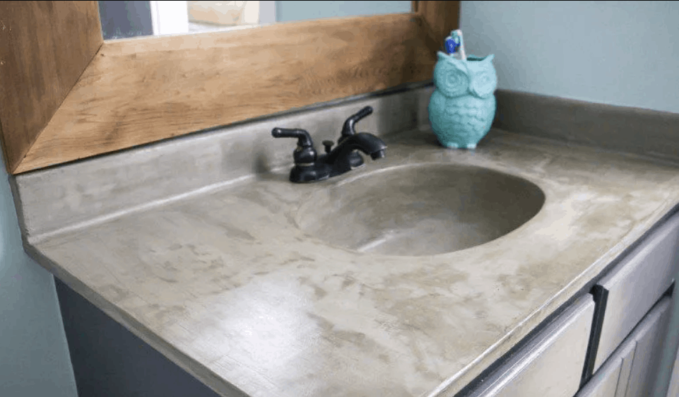 DIY Vanity Makeover Concrete Overlay